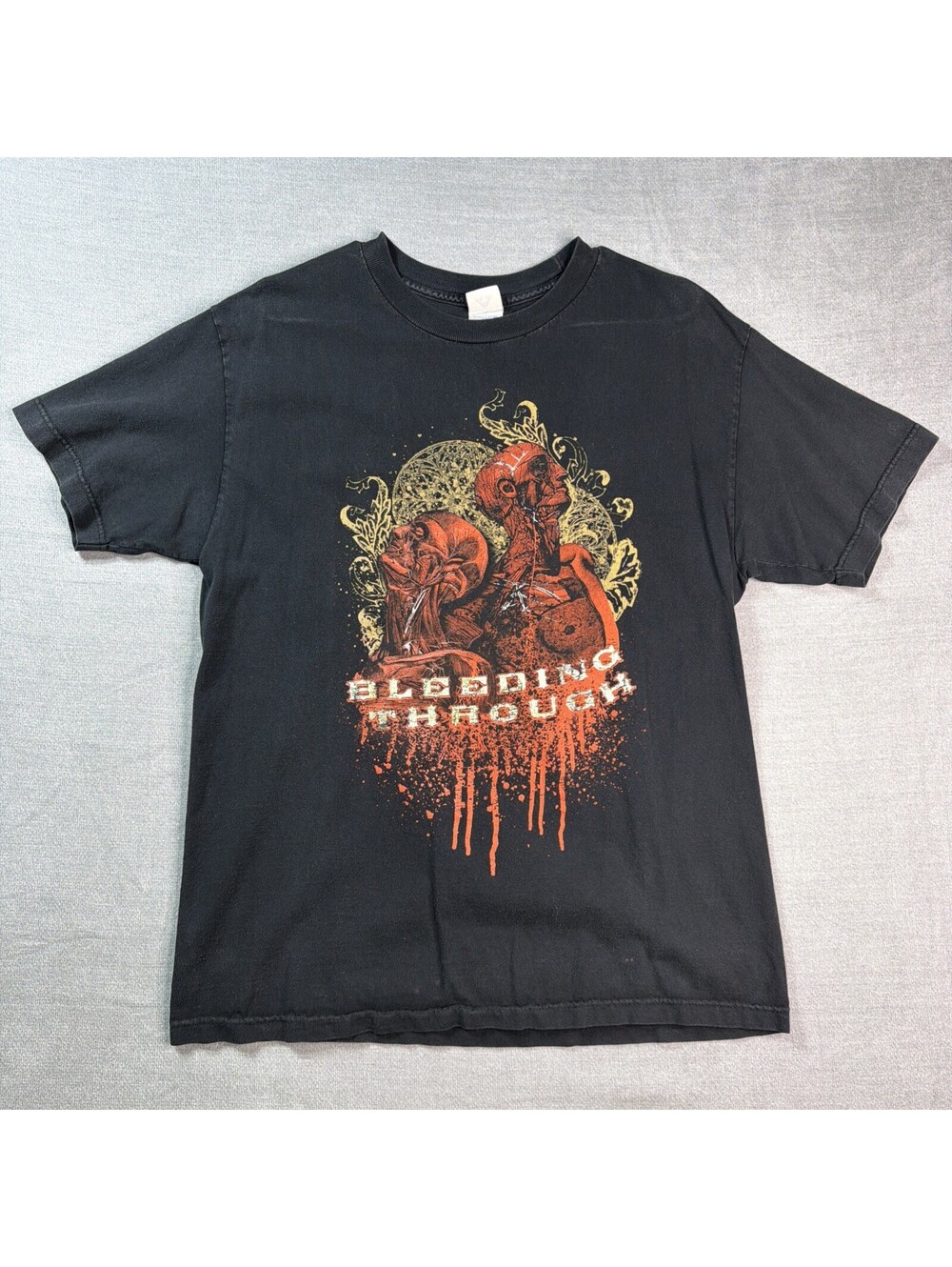 Vintage Bleeding Through Band T Shirt Mens Medium Black Y2K Short Sleeve